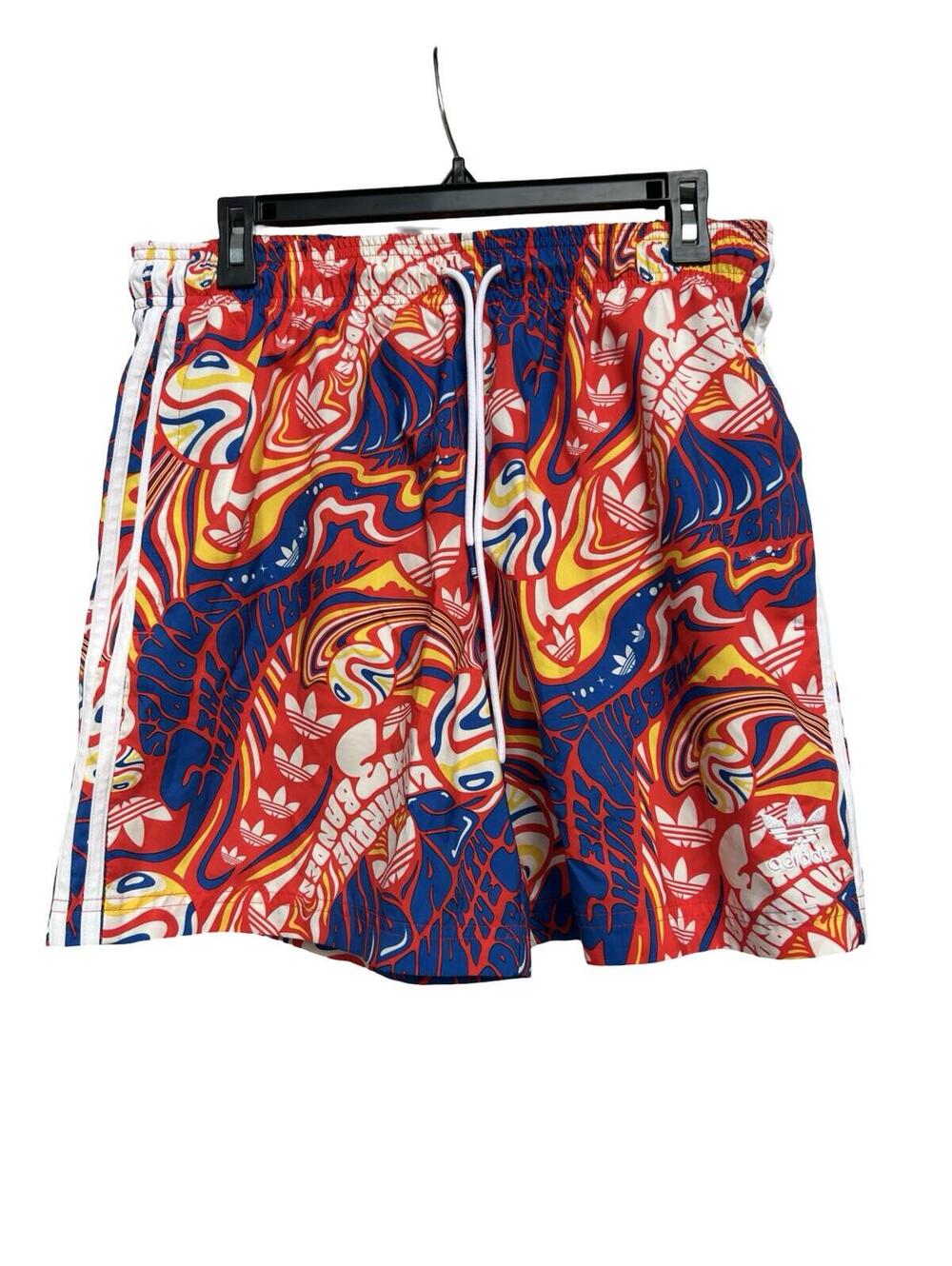 Adidas Originals The Brand Psychedelic Swim Trunks Shorts Mens Large Red Blue